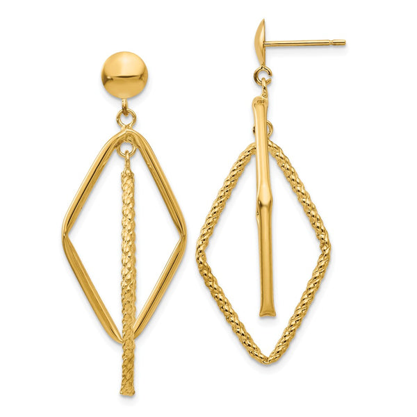 Polished,14K Yellow Gold,Post,Textured