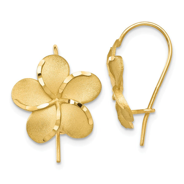 14K Yellow Gold,Polished & Satin,French Wire,Diamond Cut