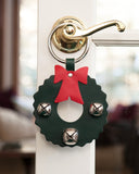 door decoration wreath green silver bells