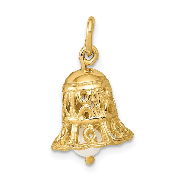 Casted,Polished,3-D,14K Yellow Gold,Freshwater Cultured Pearl