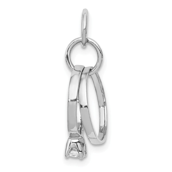 Polished,14K White Gold,CZ