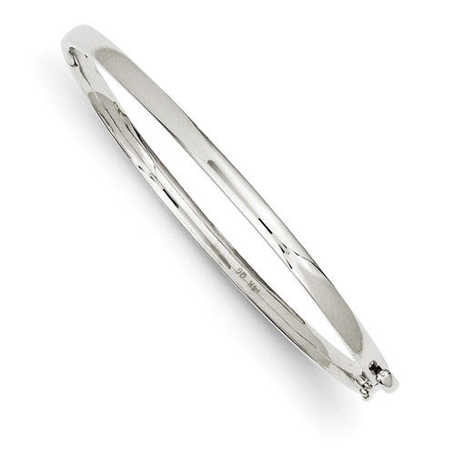 Bracelets,Bangle,Gold,White,14K,5 mm,Polished,Rhodium,5 mm,Hinged,Casted,Safety Clasp,Above $600