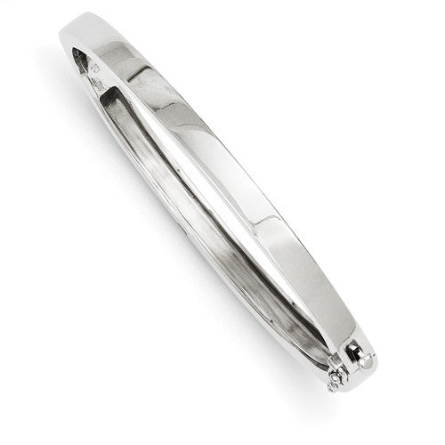 Bracelets,Bangle,Gold,White,14K,5.3 mm,Polished,Rhodium,5.3 mm,Hinged,Casted,Safety Clasp,Above $600