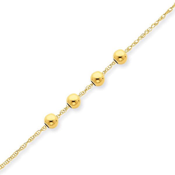 Necklaces,Beaded Necklace,Gold,Yellow,14K,18 in,Spring Ring,Bead & Station