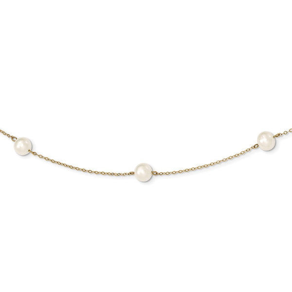 Necklaces,Pearl,Gold,Yellow,14K,16 in,8 mm,Lobster,1,Pearl,Freshwater,Cultured,Bleaching,White,Bead & Station