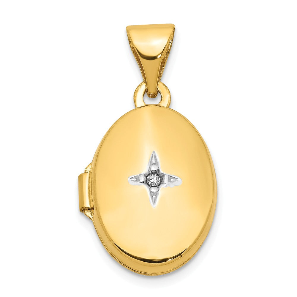 Polished,14K Yellow Gold,Diamond,Not Engraveable By QG,Holds 2 Photos