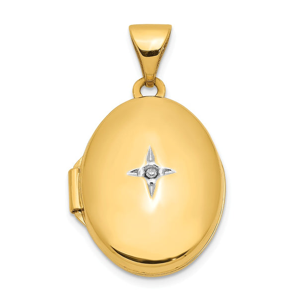 Polished,14K Yellow Gold,Diamond,Not Engraveable By QG,Holds 2 Photos