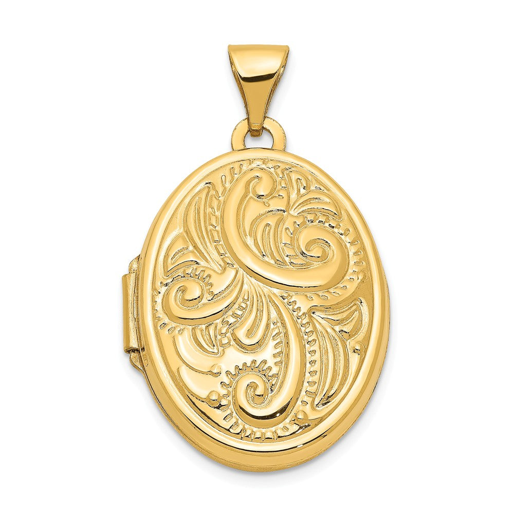 Polished,14K Yellow Gold,Not Engraveable By QG,Textured,Opens,Holds 2 Photos,Domed