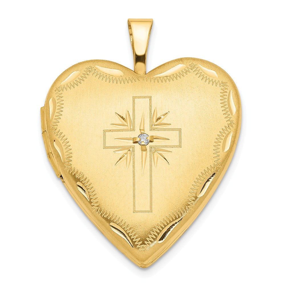 Diamond Cut,14K Yellow Gold,Diamond,Not Engraveable By QG,Polished & Satin,Holds 2 Photos