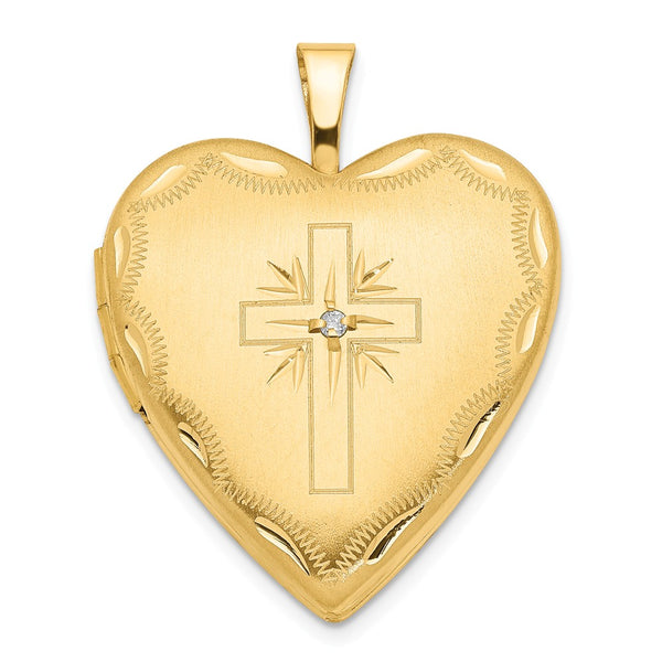 Diamond Cut,14K Yellow Gold,Diamond,Not Engraveable By QG,Polished & Satin,Holds 2 Photos