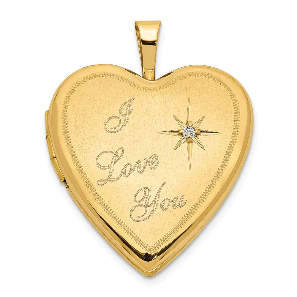 Diamond Cut,14K Yellow Gold,Diamond,Not Engraveable By QG,Polished & Satin,Holds 2 Photos