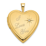 Diamond Cut,14K Yellow Gold,Diamond,Not Engraveable By QG,Polished & Satin,Holds 2 Photos