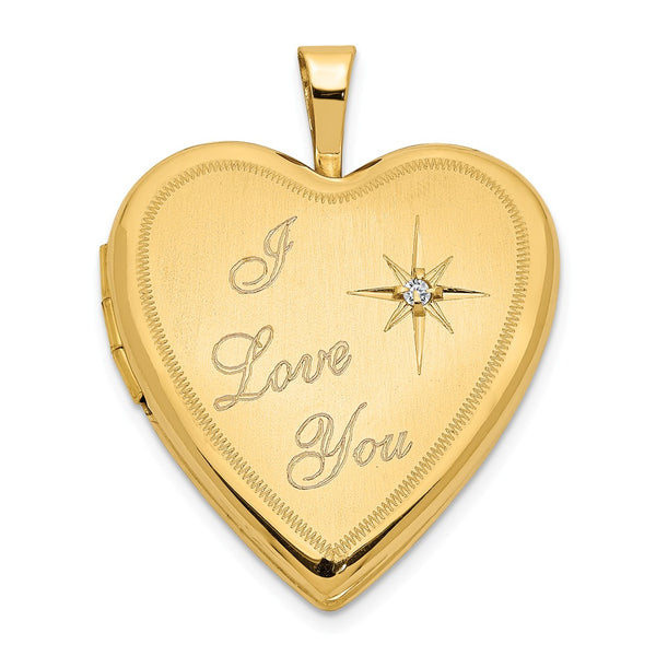 Diamond Cut,14K Yellow Gold,Diamond,Not Engraveable By QG,Polished & Satin,Holds 2 Photos