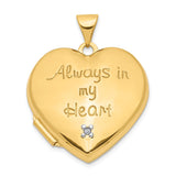 Polished,14K Yellow Gold,Diamond,Not Engraveable By QG,Holds 2 Photos