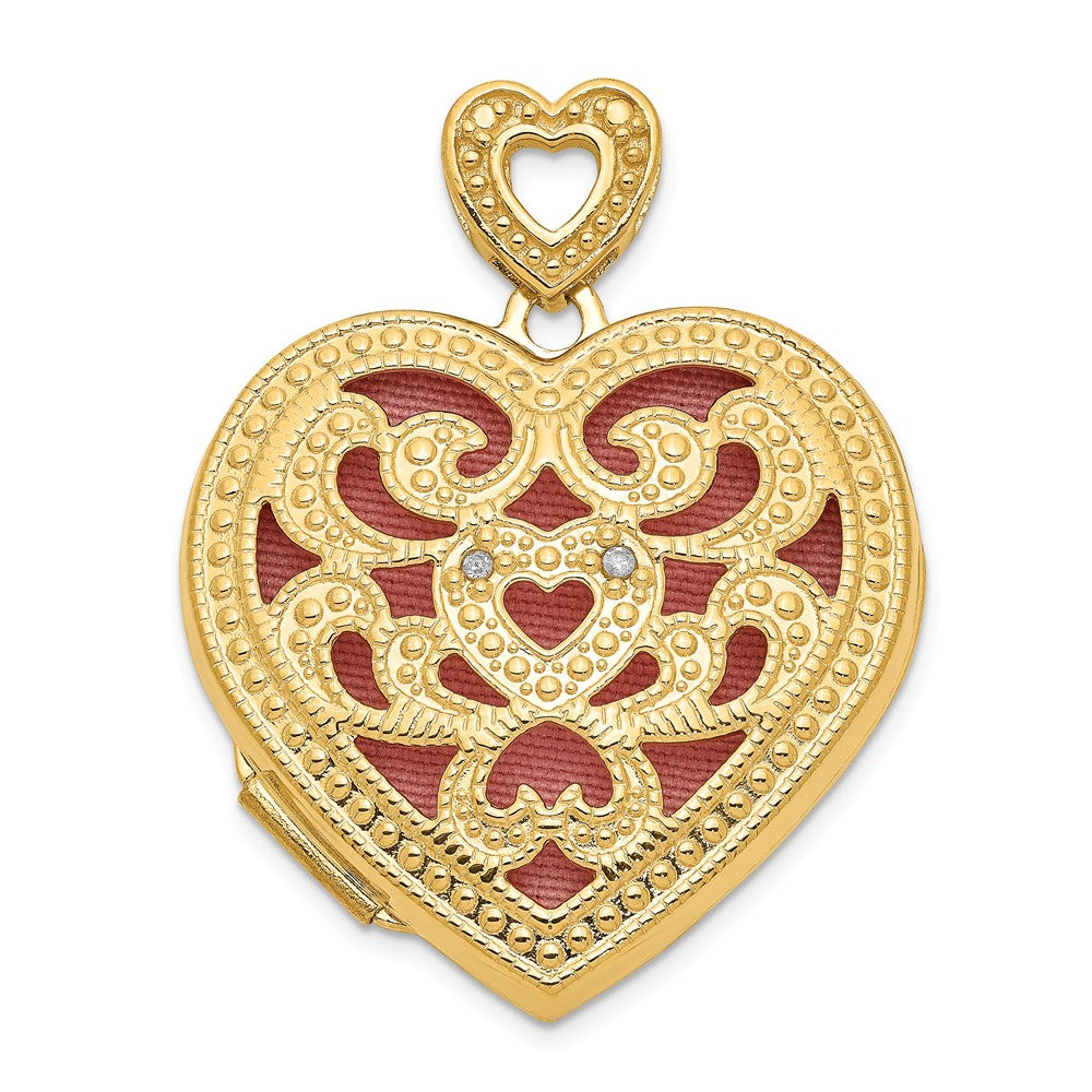 14K Yellow Gold,Diamond,Not Engraveable By QG,Textured,Holds 2 Photos