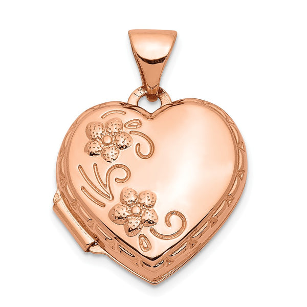 Polished,14K Yellow Gold Rose Gold,Not Engraveable By QG,Sentiment On Back,Holds 2 Photos