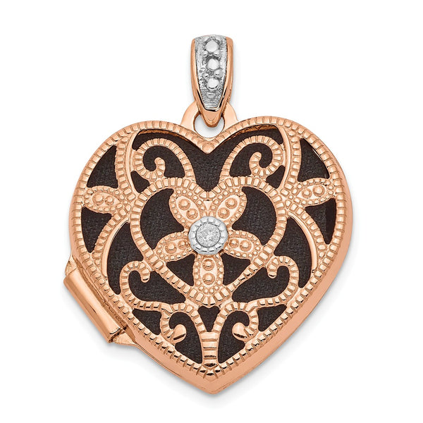 14K Yellow Gold Rose Gold,Diamond,Not Engraveable By QG,Textured,Fabric,Black,Holds 2 Photos