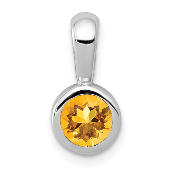 14K White Gold,Open Back,Genuine,Citrine,Bezel