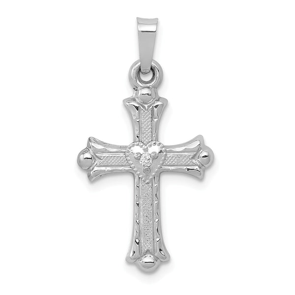 Solid,Casted,14K White Gold,Diamond,Textured,Polished & Satin