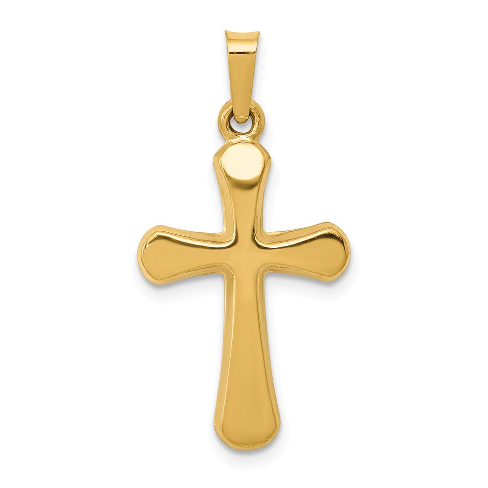 14K Yellow Gold Polished Rounded Cross Pendant