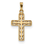 14K Yellow Gold Polished Filigree Cross Pendant