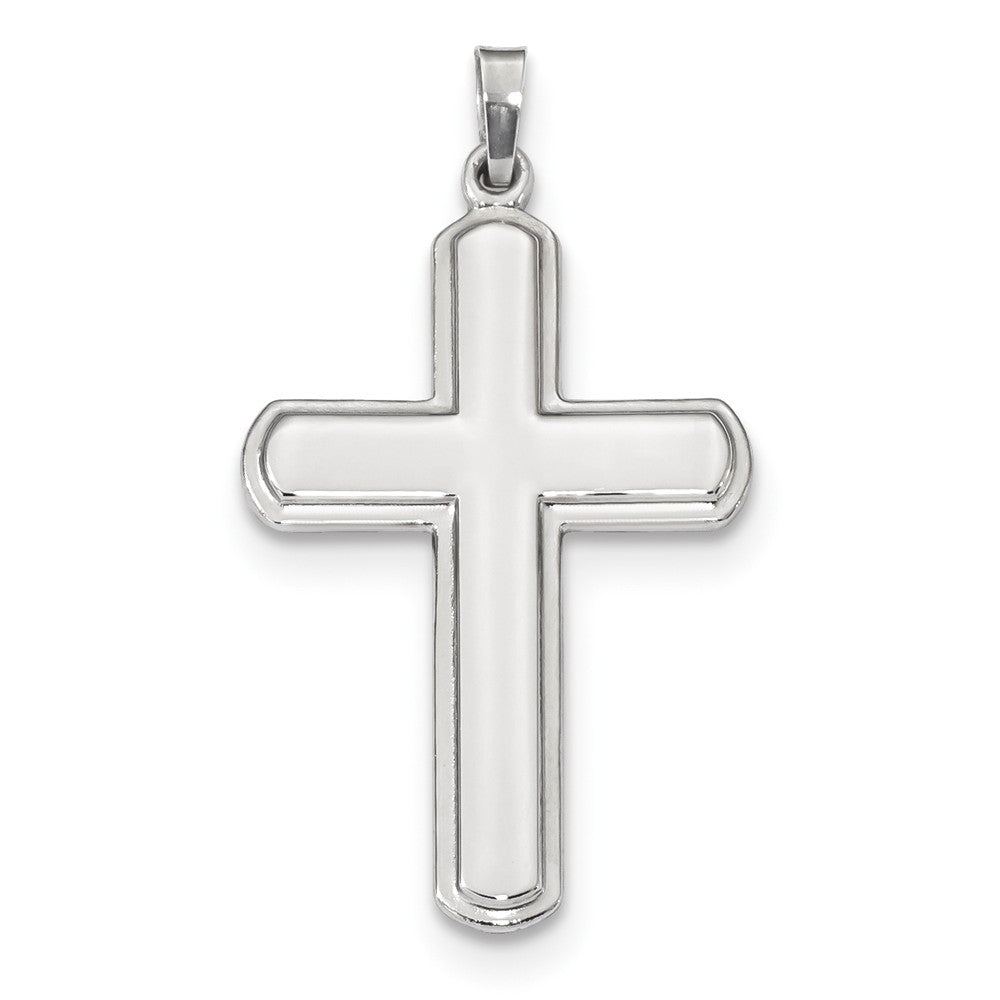 14K White Gold Polished Latin Cross Pendant