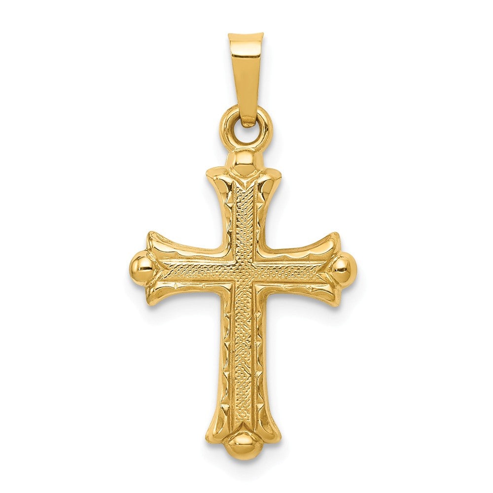 Polished,Die Struck,14K Yellow Gold,Flat Back,Hollow,Polished Back,Textured