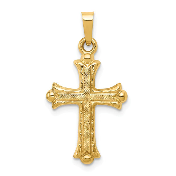 Polished,Die Struck,14K Yellow Gold,Flat Back,Hollow,Polished Back,Textured