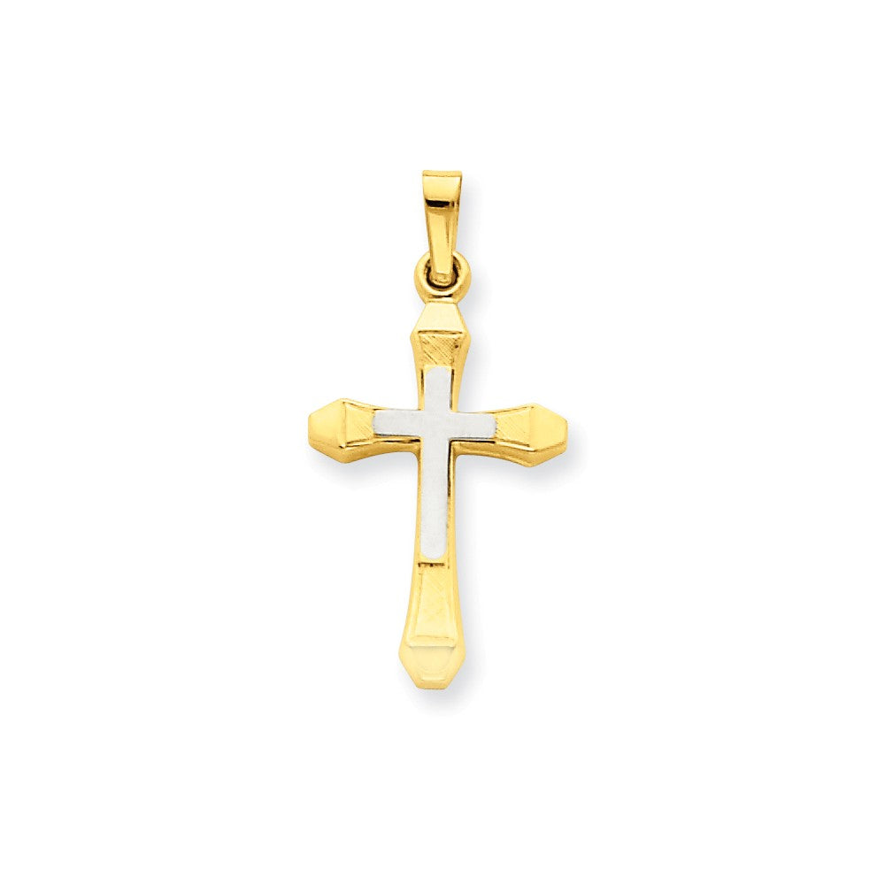 Polished,Satin,Die Struck,14K Two-Tone,Flat Back,Hollow