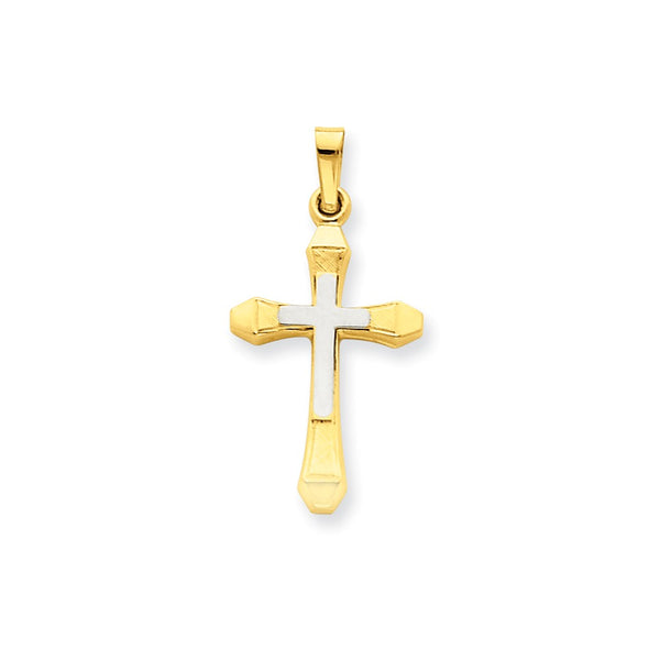 Polished,Satin,Die Struck,14K Two-Tone,Flat Back,Hollow