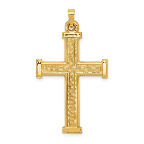 Polished,Die Struck,14K Yellow Gold,Flat Back,Hollow,Not Engraveable,Textured Back