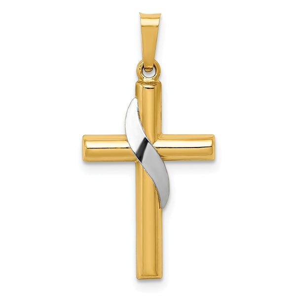 Solid,Polished,Die Struck,14K Two-Tone,Flat Back,Hollow