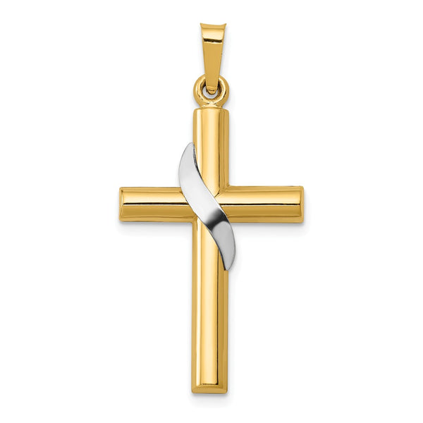 Polished,Die Struck,14K Two-Tone,Flat Back,Hollow,Polished Back