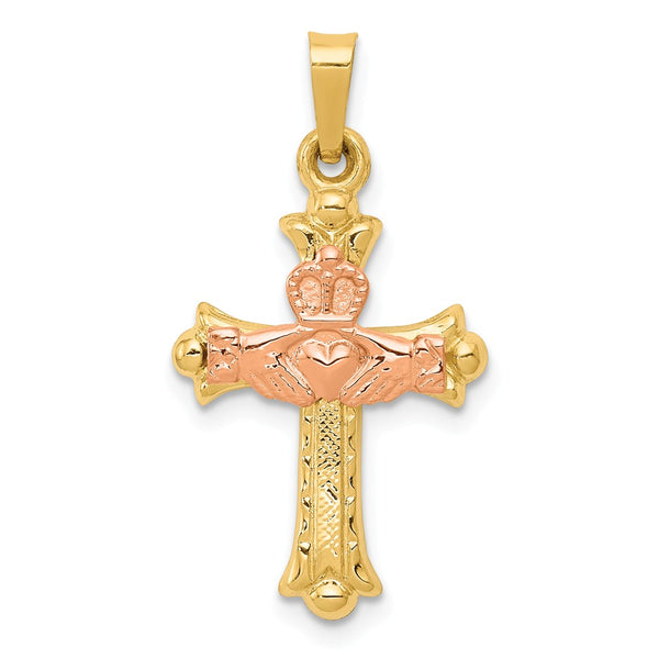 Polished,Die Struck,14K Two-Tone,Flat Back,Hollow,Polished Back,Textured