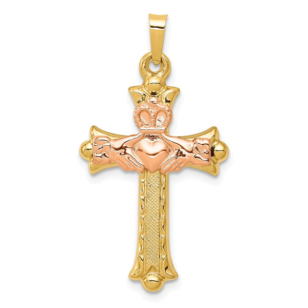 Polished,Die Struck,14K Two-Tone,Flat Back,Hollow,Polished Back,Textured