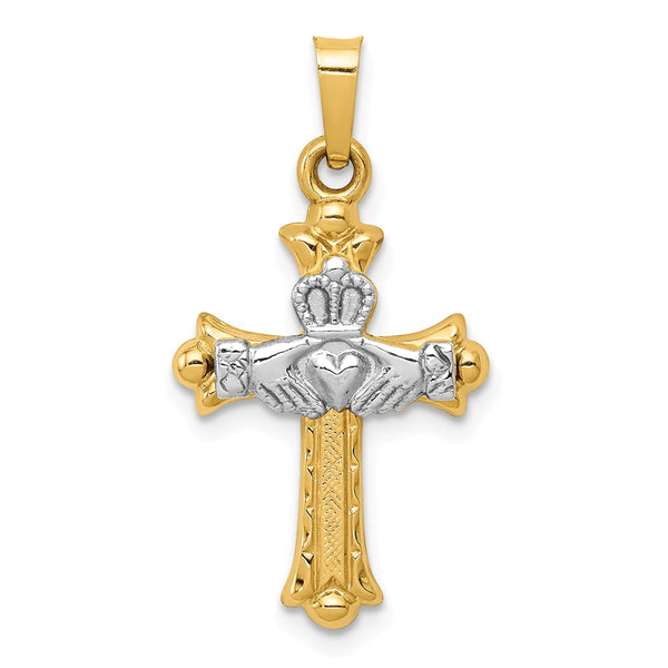 Polished,Die Struck,14K Two-Tone,Flat Back,Hollow,Polished Back,Textured