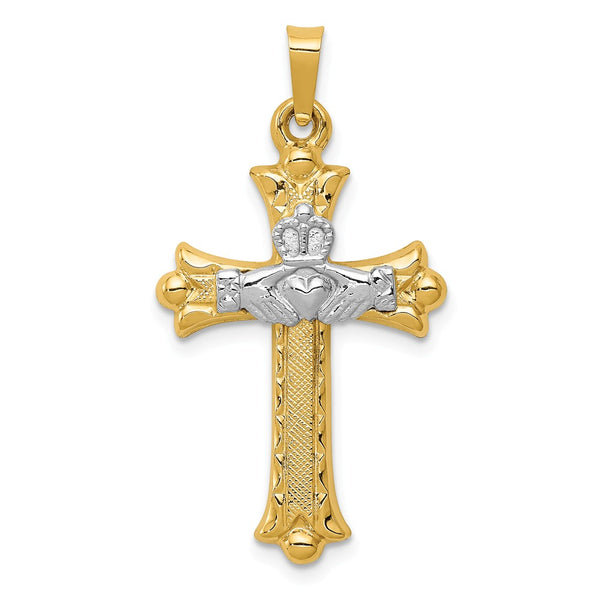 Polished,Die Struck,14K Two-Tone,Flat Back,Hollow,Polished Back,Textured