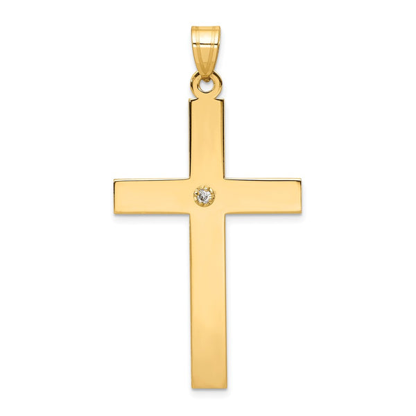 Solid,Polished,Die Struck,14K Yellow Gold,Flat Back,Polished Back,Diamond,Prong Set