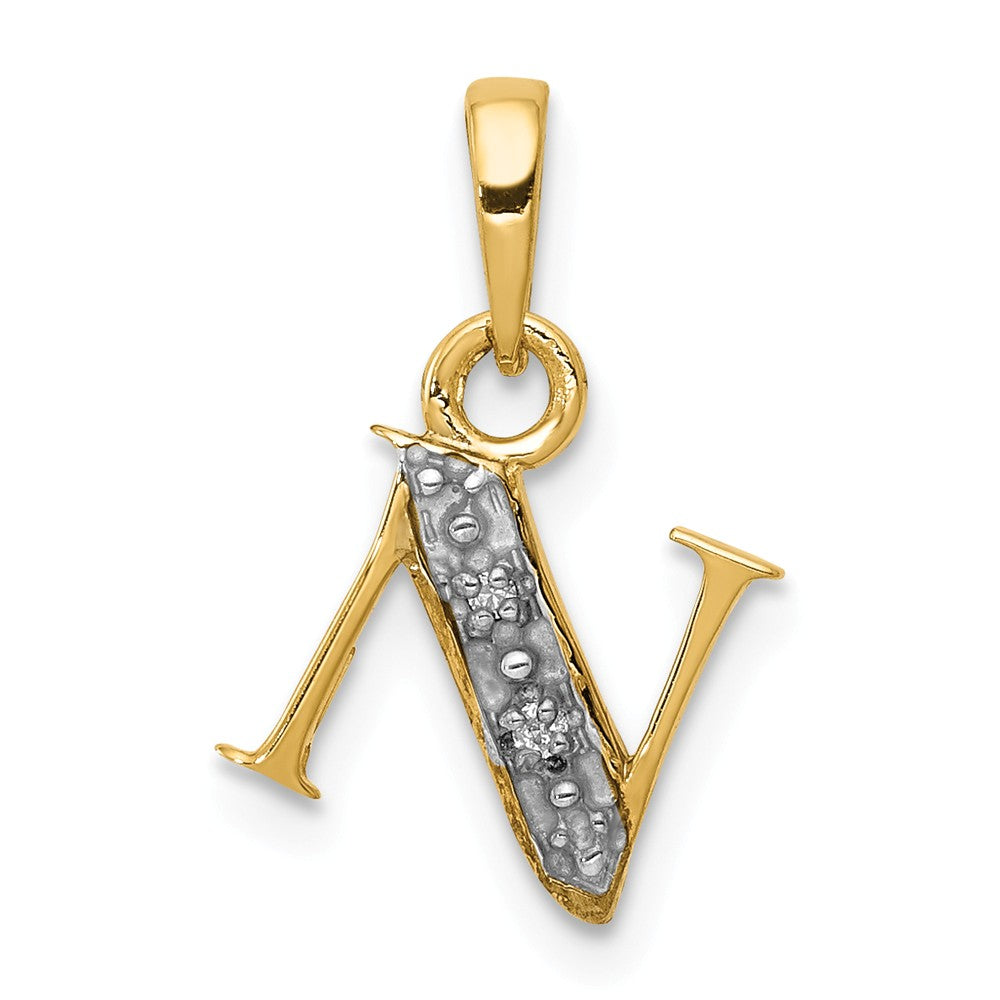 Solid,Polished,14K Yellow Gold & Rhodium,Diamond,Prong Set