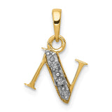 Solid,Polished,14K Yellow Gold & Rhodium,Diamond,Prong Set
