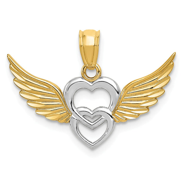 Diamond Cut,Polished,14K Yellow Gold & Rhodium,Textured Back