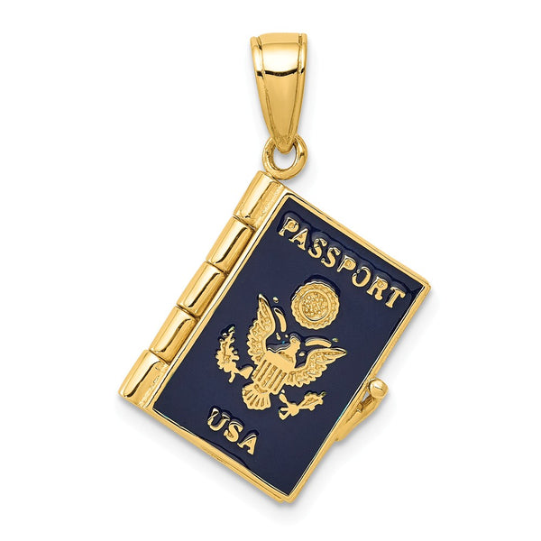 Solid,Polished,3-D,14K Yellow Gold,Enamel,Not Engraveable,Opens