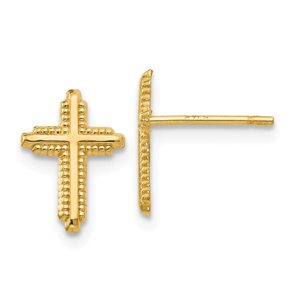 Polished,14K Yellow Gold,Post,Textured