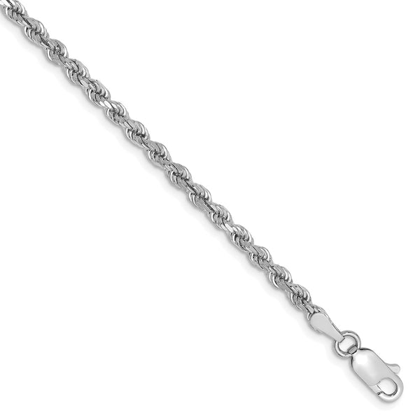 Solid,Diamond Cut,14K White Gold,Lobster Clasp