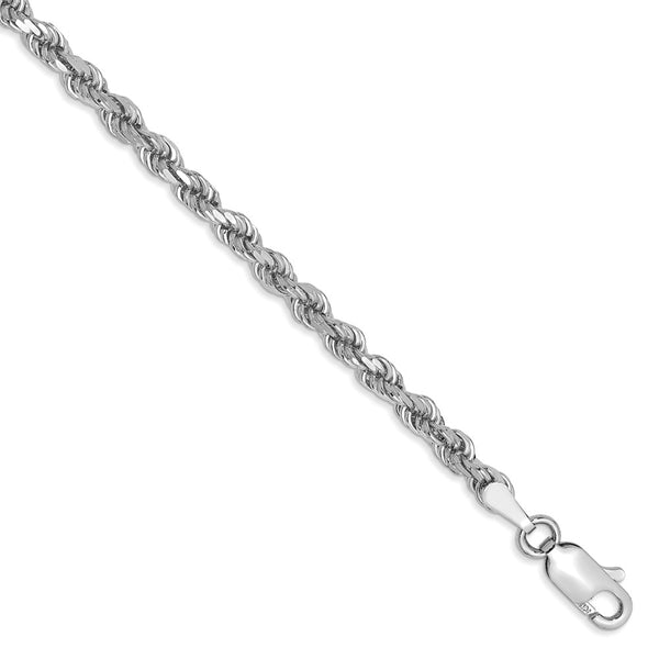 Solid,Diamond Cut,14K White Gold,Lobster Clasp