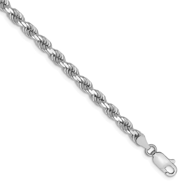 Solid,Diamond Cut,14K White Gold,Lobster Clasp