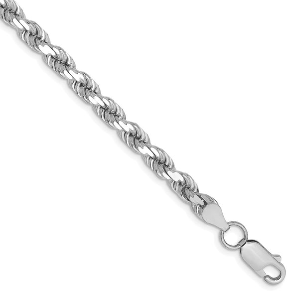 Solid,Diamond Cut,14K White Gold,Lobster Clasp