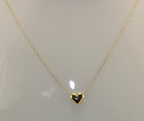 10K Yellow Gold Cable Chain Necklace 1.1 cm Free Moving Heart Pendant