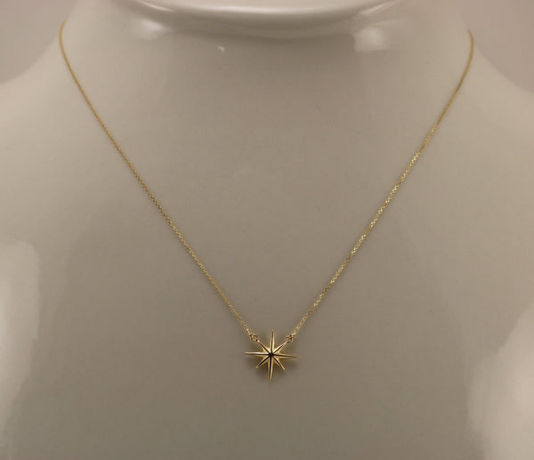 14K Yellow Gold North Star Chain Necklace