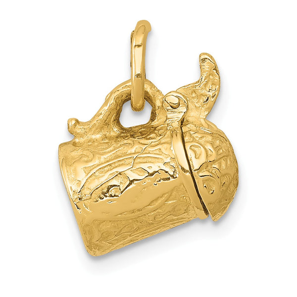 Solid,Casted,Polished,3-D,14K Yellow Gold,Opens